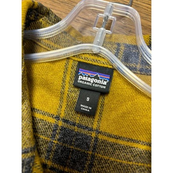 Patgonia Yellow Long Sleeve Collared Pocket Plaid Button Up Shirt Size Small - Picture 4 of 5